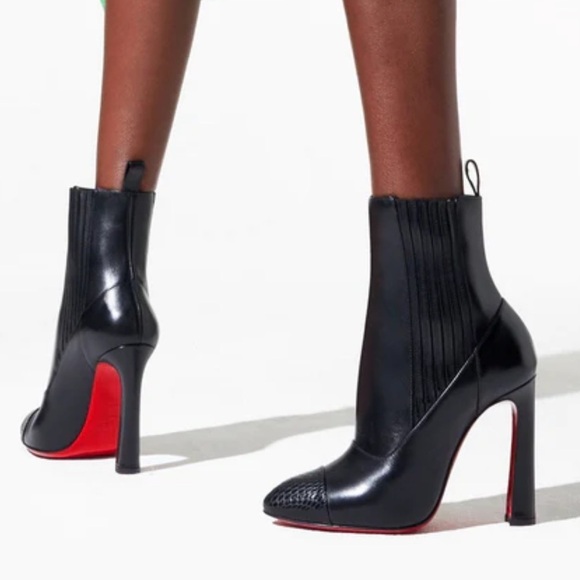 Christian Louboutin Me in the 90's 100 Black Leather Calf High Heels Boots - Picture 16 of 16